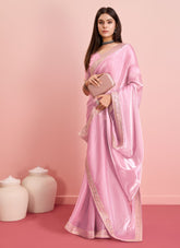 Hot looking pink colour saree
